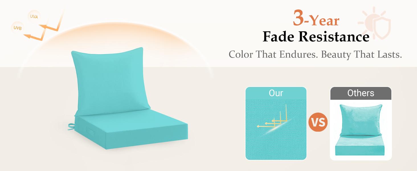 【Summervibes】downluxe Outdoor Chair Cushions, Waterproof Fade Resistant Patio Furniture Cushions with Handle & Removable Cover, Deep Seat Outdoor Cushions for Sofa, Couch and Patio Chairs 【Summervibes】downluxe Outdoor Chair Cushions, Waterproof Fade Resistant Patio Furniture Cushions with Handle & Removable Cover, Deep Seat Outdoor Cushions for Sofa, Couch and Patio Chairs