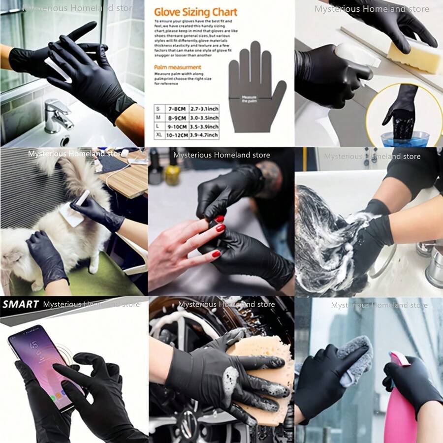20/100pcs Nitrile Gloves, Cleaning Gloves, Dishwashing Gloves, Household Cleaning Gloves, Disposable Nitrile Gloves, Black Gloves  Disposable Nitrile Gloves Household Nitrile Gloves  Powder-Free Nitrile Gloves Touchscreen Compatible Gloves