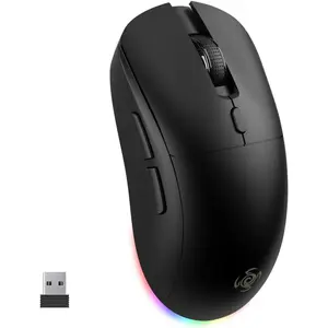 Gaming ,Tri-Mode  (BT/2.4G/USB), 6-Level 4800 DPI Precision, RGB Lighting,  Design, 6 Macro Buttons, Rechargeable for PC//Laptop (Black)