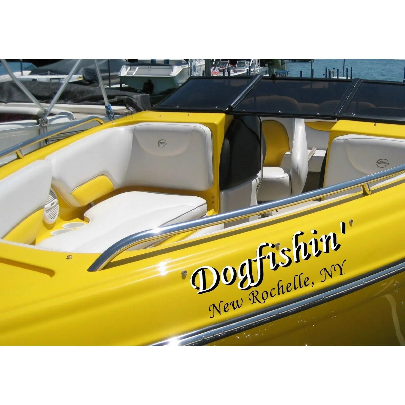 Custom Boat Name & Port of Call Decal Vinyl Lettering + Shadow 8" h x 24" w Graphic