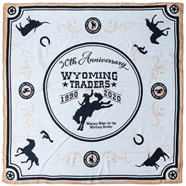 Unisex 100% Silk Western Cowboy Square Scarf - 30th Anniversary Commemorative Wild Rag, 34.5" Collector's Item, Western Cowboy Scarves