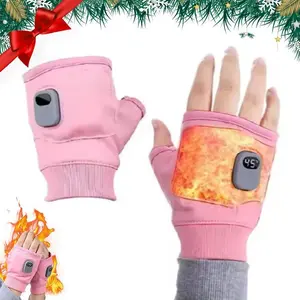 Rechargeable Heated Fingerless Gloves, Portable Heating Gloves with Digital Display, Waterproof Smart Temperature Control