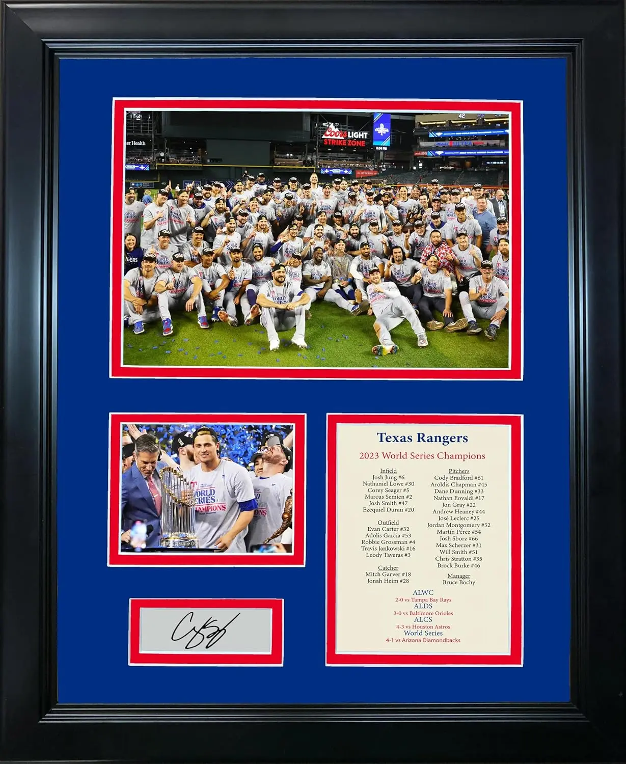 UnFramed Texas Rangers 2023 World Series Champions Corey Seager MVP Facsimile Laser Engraved Signature Auto Baseball Photo l Poster