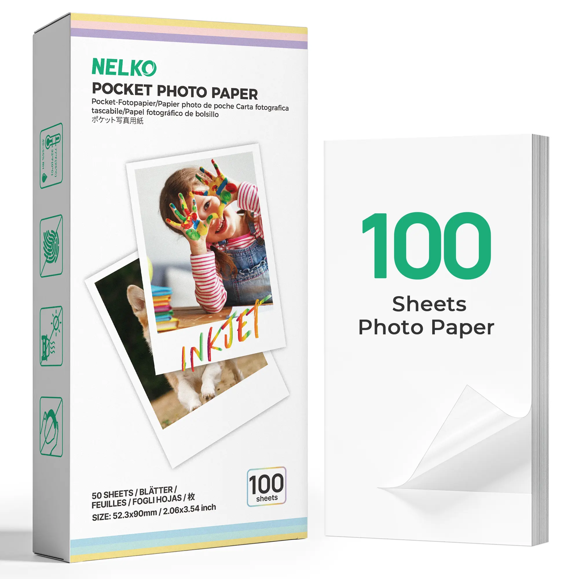 2X3 Photo Paper for Nelko PP01/PP03 Mini Photo Printer Adhesive Backed Instant Printerscanner 30-100 Sheets Crisp Colors Peel & Stick Backing