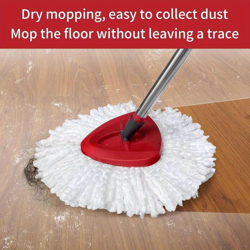 Spin Mop Replace Head Base, Handle Compatible with O Cedar EasyWring Microfiber Spin Mop, 6 Mop Refills Replacement Heads, 30-58" Mop Handle and 1 Mop Base Combo Set (White, 1-Tank System)