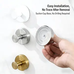 Stainless Steel Suction Cup Hooks No-Drill No-Damage Vacuum Suction Hooks Kitchen Bathroom Bedroom Essentials Clothes Hooks Towel Hooks Organiser