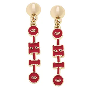 Ohio Slogan Earrings in Red/Shiny Gold