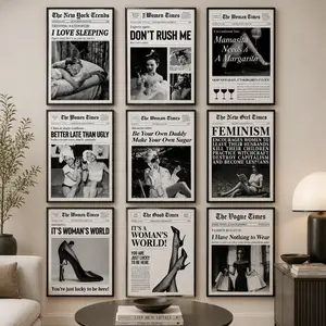 I'm Just A Girl Wall Art – New Yorker-Inspired Print, Girly & Preppy Apartment Decor, Feminist Poster, Newspaper Style Wall Art