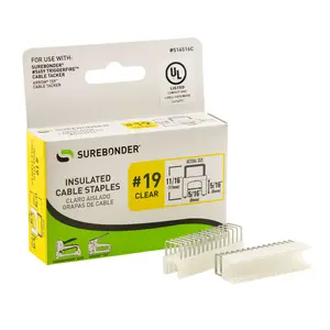 5/16" x 5/16" Insulated Cable Staples - Clear - 300 Count | #19 Series