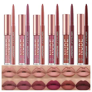 BONNIE CHOICE 12Pcs Matte Liquid Lipstick + Lip Liner Pens Set, 6 Matte Lipstick With 6 Matching Smooth Lipliner Waterproof Long Lasting 24 Hour Lip Gloss Makeup Mother's Day Gift Sets for Women
