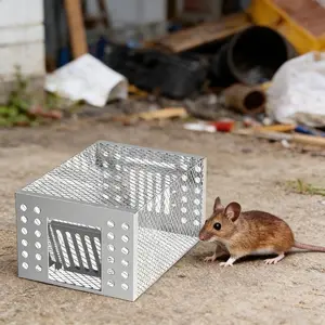 1pc/3pcs Silver Iron Mouse Trap Cage, Effective One-Way Entry Rodent Catcher, Home Pest Control