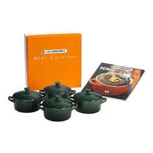 Le Creuset Set of 4 Cocottes w/ Mini-Cocotte Cookbook