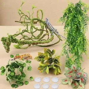 Artificial Hanging Vines for Reptile Tanks - Durable Terrarium Decor with Lush Leaves - Safe Hideout for Leopard Geckos & Lizards - Natural-Looking Habitat Accessories - Easy to Clean & Bendable Design