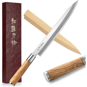 270mm Yanagiba ,  Style Sashimi , D-Shaped Olive  Handle With Sheath