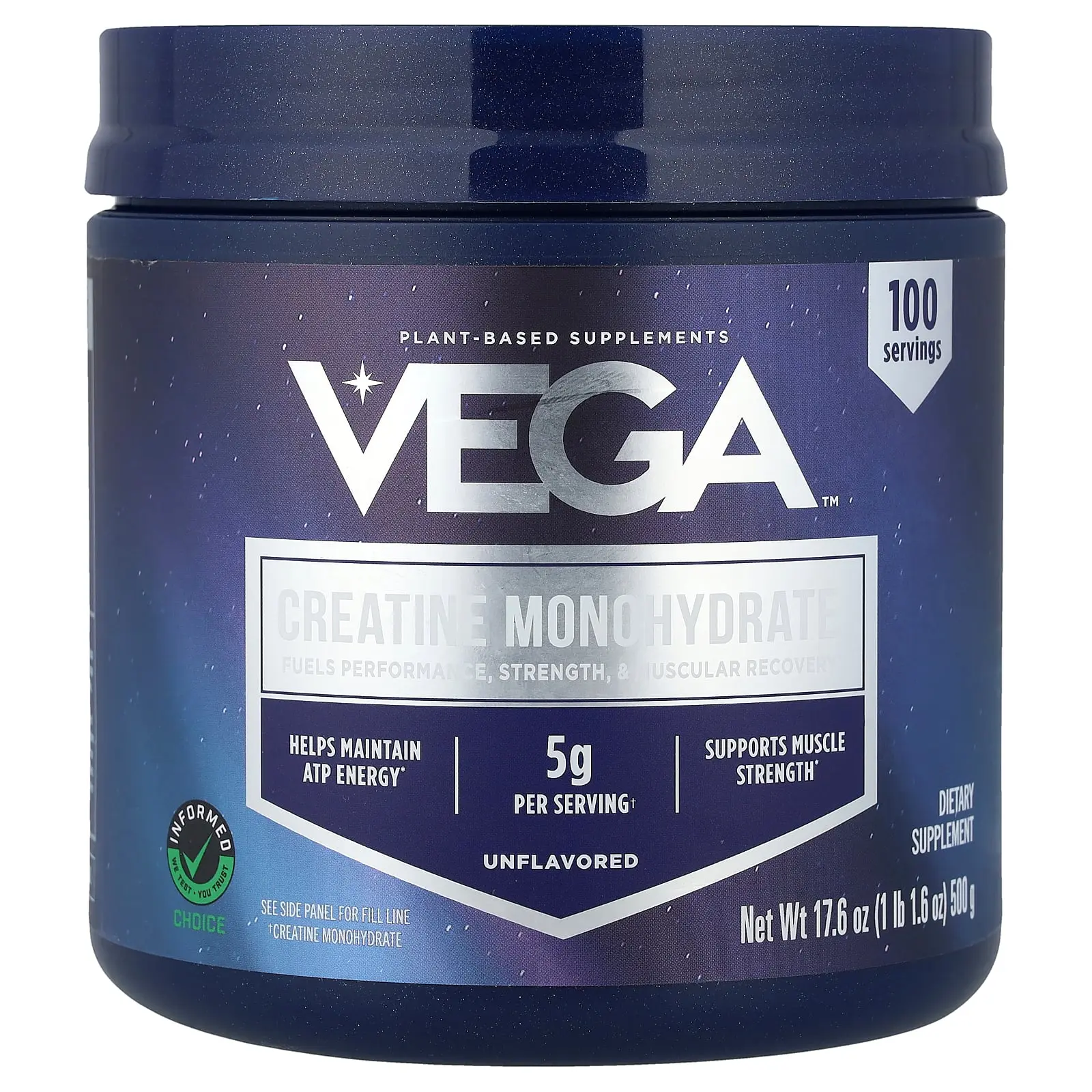 Vega Creatine Monohydrate, Unflavored, 1 lb 1.6 oz (500 g)
