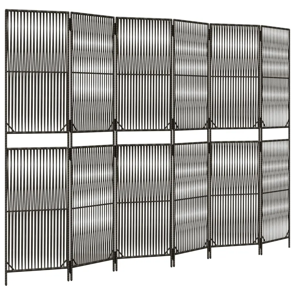 vidaXL Room Divider 6 Panels, Folding Privacy Screen, Room Partition for Office Bedroom Garden Patio Balcony, Room Divider Screen, Gray Poly Rattan 365402