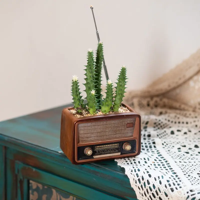 Creative retro radio styling decoration flower pot home personalized multi-purpose potted plant
