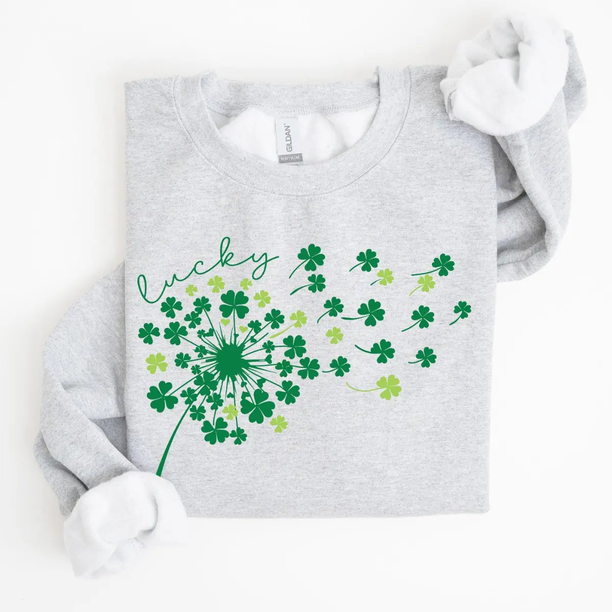 Lucky Dandelion St. Patrick's Day Sweatshirt – Irish Clover Crewneck, Women's Lucky Charm Shirt, Festive Holiday Outfit