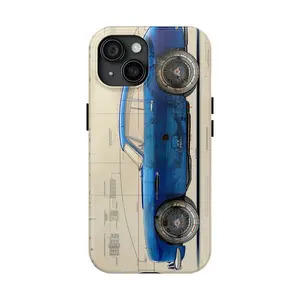 Blue Classic Car Blueprint Phone Case | Tough Phone Case