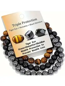 3Pcs Set 6mm Healing Crystal Bracelets for Women Men Natural Stone Beaded Stretch Bracelet Handmade Gemstone Reiki Spiritual Jewelry Gifts