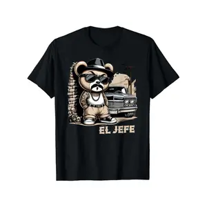 100% Cotton Golf Gift T-Shirt For Men and Women Hip Hop Teddy Bear Lowrider T Shirt Chicano Cholo Unisex Cotton Casual Round Neck Short Sleeve Summer Stretch Mens Clothes Black XXXL