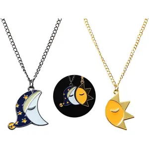 Sun & Moon Friendship Necklace - 5 Chain - FNAF Costume Gift for Kids Men Women and Fans