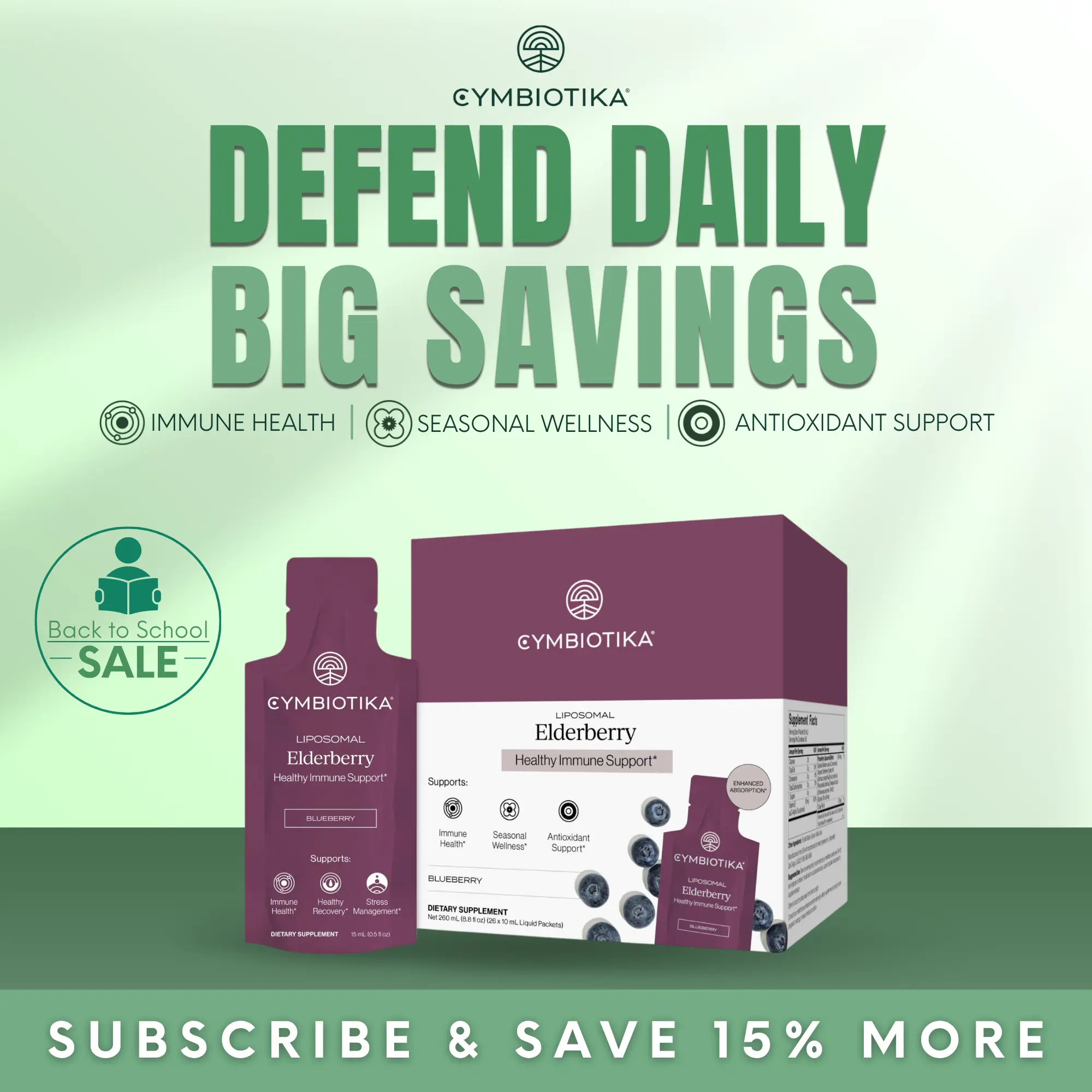 Liposomal Elderberry | 26 Packets | Flu & Virus Defense | Powerful Antioxidant & Immune Boost | 16:1 Organic Elderberry Extract | with Vitamin C, Echinacea & Vitamin E | No Refrigeration | Plant-Based | Third-Party Tested
