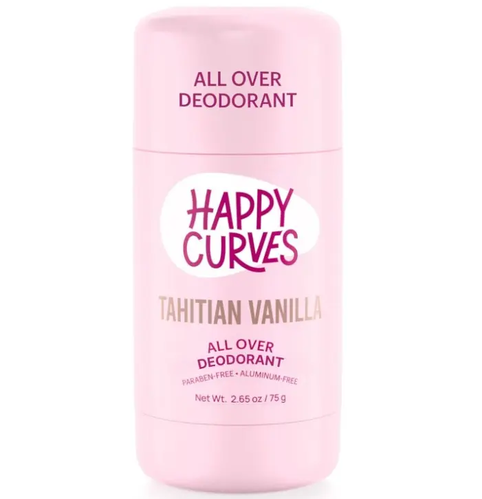 HAPPY CURVES All Over Whole Body Deodorant for Women - Aluminum-Free - Invisibile All Day Layer of Full Body Protection for Odor Control Only, Sensitive Skin, & Private Parts (Tahitian Vanilla)