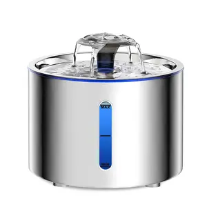 Stainless Steel Pet Water Fountain, USB Rechargeable Automatic Pet Water Dispenser, Silent Pet Drinking Fountain, Suitable for Cats and Dogs