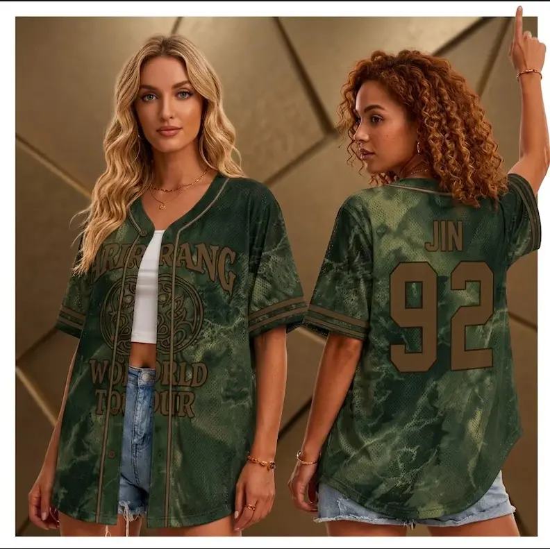 Custom K-Pop Army Baseball Jersey, Korean Pop Fan V-Neck Shirt, World Tour Inspired Sports Jersey, Personalized Fan Gift, 4 Color Options