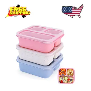 Bento Box Containers, 3 Pack Snack with 3 Compartments, BPA-Free