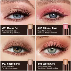 3-in-1 Glitter Eyeshadow Stick for Beginners - Creamy Shimmer Trio, Smudge-Proof 1-Stroke Application, Waterproof Longwear, Plus Liquid Eyeliner & Color-Changing Lip Oil, Shiny Diamond Finish