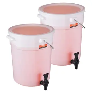 fathersdaygift VEVOR Beverage Dispenser, 5 Gallon Drink Dispensers for Parties, Plastic Juice Dispenser with Spigot and Lid, Iced Tea Lemonade Juice Water Dispenser, for Restaurants, Hotels, Parties, 2 Pack