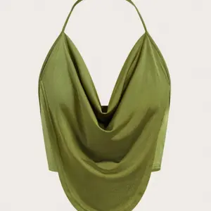 Draped Halter Top Backless Slim Fit Solid Color Party Summer Top for Women
