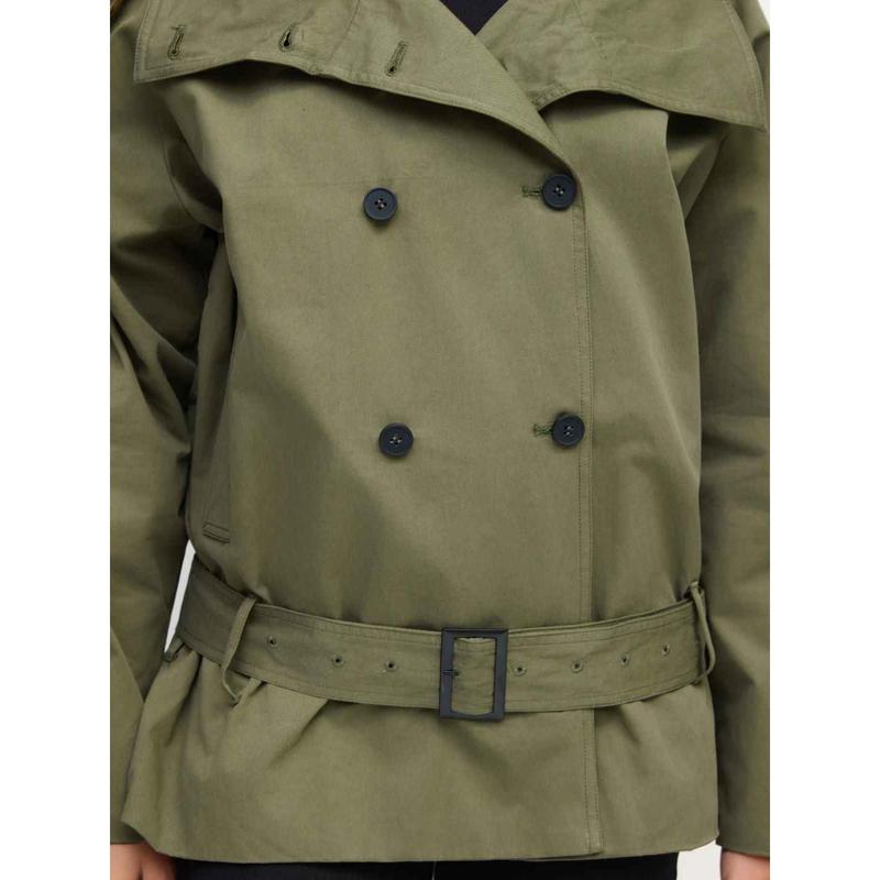 Cider Multi-way Cotton Stand Collar Double Breasted Oversized Windbreaker With Belt