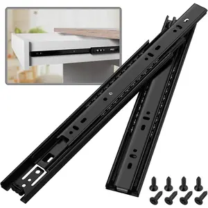1 Pair Full Extension Ball Bearing Drawer Slides, Multiple Sizes 8-24 Inch, 100 LB Load Capacity Side Mount Metal Runners for File Cabinet Dresser Trash Can Kitchen, 10 Inch Black