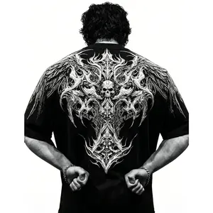 Breathedivinity Men's Compression Long Sleeve Gym Shirt Quick Dry Breathable Athletic Workout Top Gothic Lightning Print Muscle Fit Fitness Tee