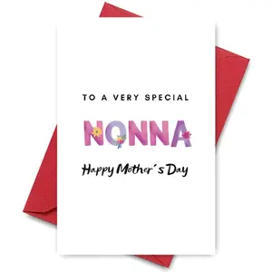 1PC Special Nonna Mother's Day Card with Colorful Floral Design, Ideal for Mother's Day Gift, Birthday Present, Family Appreciation, Handmade Paper Card for Grandmas