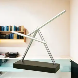 Swinging Sticks Sculpture - Aluminum Alloy & Wooden Base, Electrically Driven, Magnetic Field Motion, 36cm Diameter, 38cm Height, Indoor Decor Gift for Couples