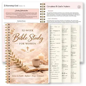 52-Week Women's Bible Study Notebook, Healing Cover, Coil Binding, Daily Scripture Reading Plan, Prayer Reflection Journal, Includes 3 Stickers