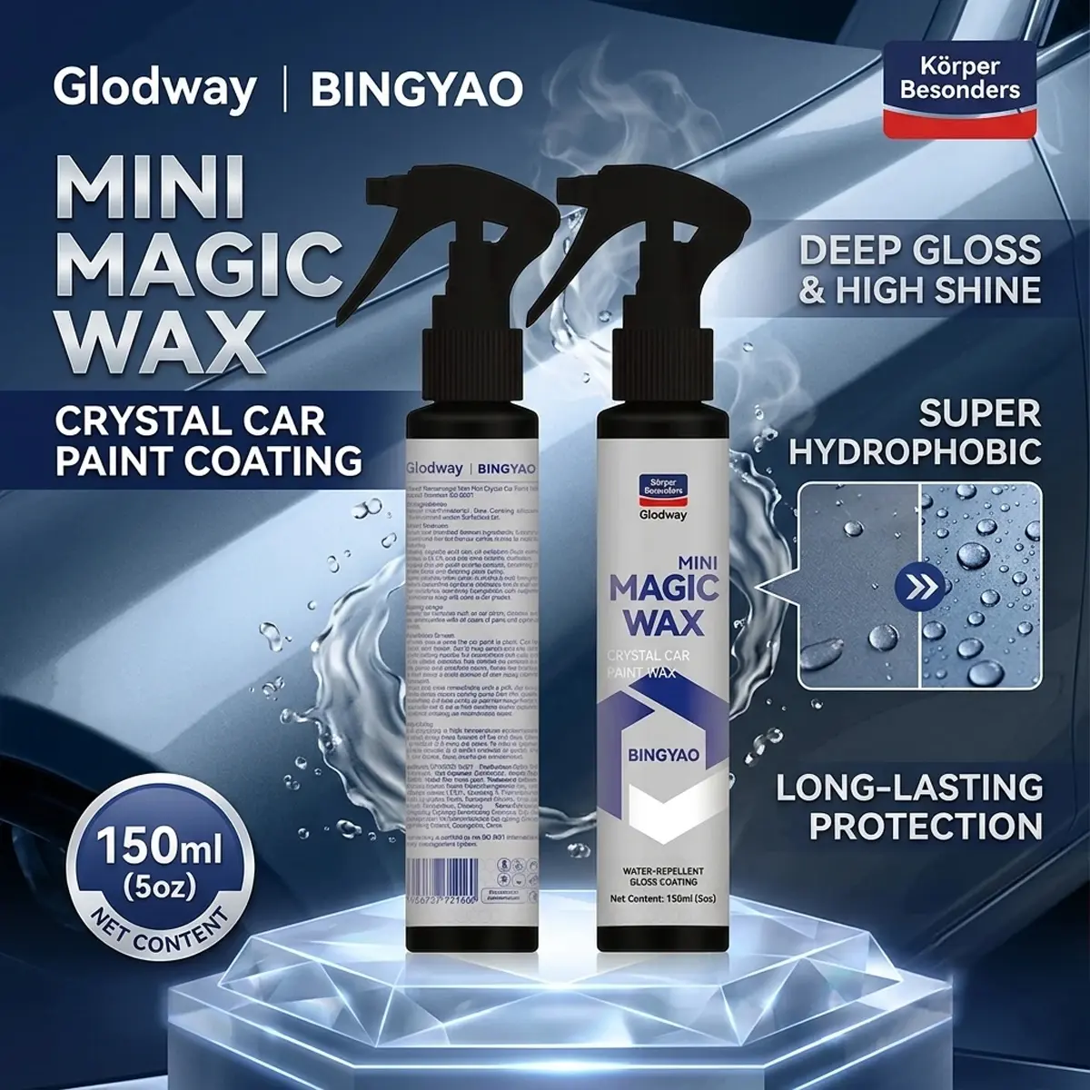 Glodway Magic Wax Mini Micro-crystalline Coating Agent Car Nano Coating Agent Crystal Coating Liquid Hydrophobic Anti-Scratches Car Wax Coating Car Polishing Coating