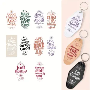 20PCS Inspirational UV DTF Wrap Stickers-Inspirational Theme UV DTF Stickers for Motel Keychain, Waterproof Motivational Transfer Sticker Decal Rub on Transfers for Hotel Keychain