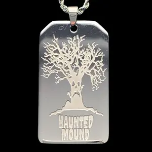Sematary Haunted Mound Toe Tag Necklace 316L Stainless Steel Pendant Laser Etched Satin Finish Mirror Polished Chain Included Free Gift