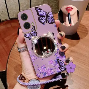 1 Piece Durable g85 Phone Cases Comfortable feel Flower bed butterflies with lanyard Pattern Case Suitable For MOTO G85 5G Featuring New model In Entertainment Phone Cover Casing