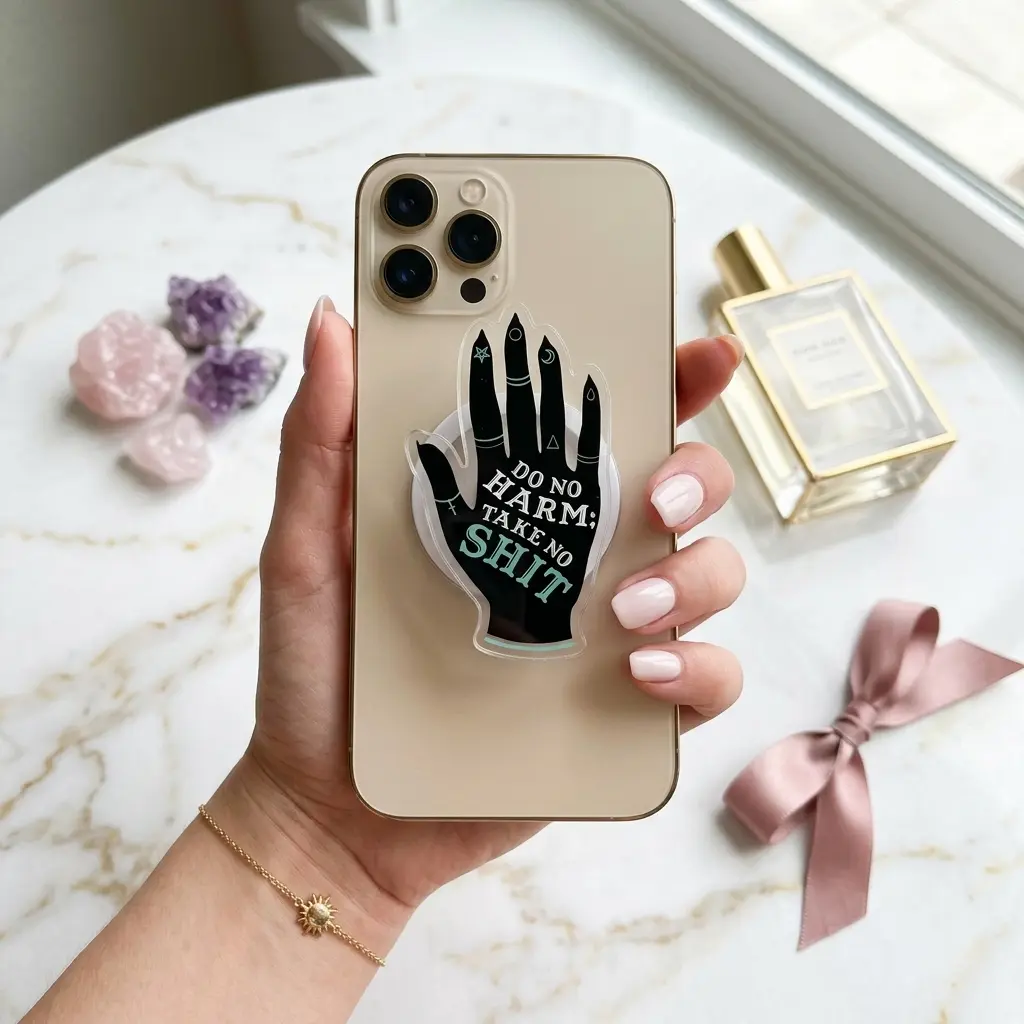 Do No Harm Take No Sht MagSafe Phone Grip, Horror Aesthetic Magnetic Stand, Kawaii Spooky Multi Functional Holder, Kindle Library Card Case Gift