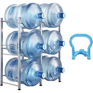 VEVOR 4 Tiers Water Jug Holder, 5 Gallon Water Bottle Holder, Double Row Water Bottle Rack for 8 Bottles, Heavy Duty Water Jug Rack for Kitchen, Office, Living Room, SilverVEVOR Super Brand Day