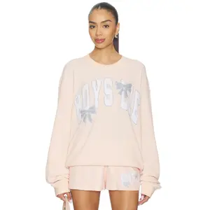 Boys Lie Sunshine And Rainbows Kara Crewneck in Peach