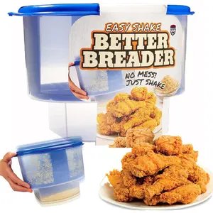 COOK'S CHOICE The Original Better Breader Bowl All-in-One Mess-Free Batter Breading Station- Pour in Seasonings Add Meat Fish or Veggies & Shake for Perfect Coating- Great for Parties- Made in the USA