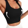 Women's Solid Wireless U Neck Ribbed Sports Bra, Breathable Comfortable Sports Bra, Ladies Sportswear for Indoor Outdoor Wear, Stretch Sports Bra