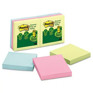Sticky note Greener Notes  Recycled Pop-Up Notes Refill 3 x 3 Sunwashed Pier 6 100-Sheet Pads